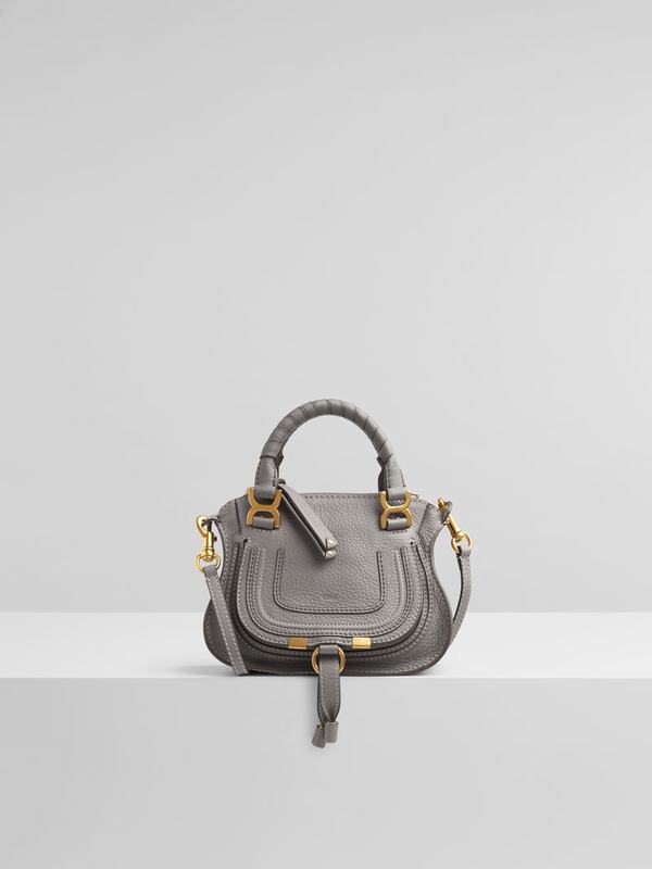 Mini Bolsos Mujer Chloé Marcie Gris Nylon WHLS73524